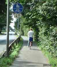 Grün engt den Weg ein, Rest nimmt Radfahrer in Anspruch.